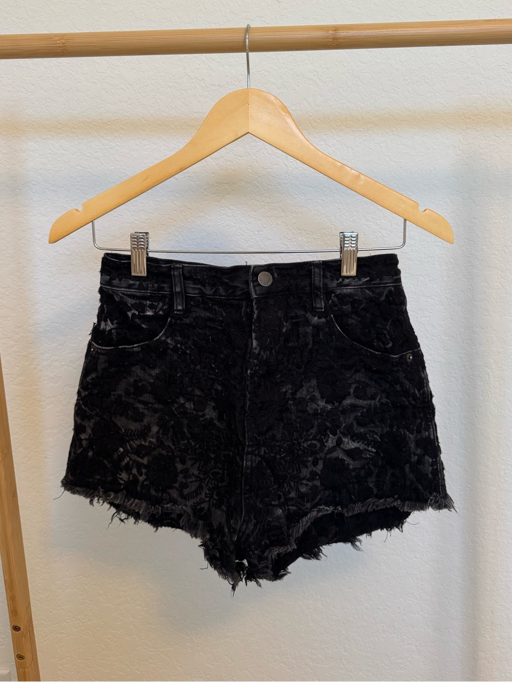 Free People Black Floral Shorts